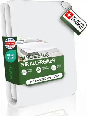Welldora ǀ Premium Milbenbezug Matratzen 140x200x20 ǀ Fachärztlich getesteter Al