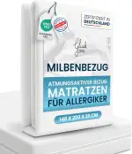 Glückstoff® Premium Milbenbezug Matratze 140x200x20 [ZERTIFIZIERT IN DEUTSCHLAND] Allergiker Bett...