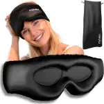 MyHalos® 3D Schlafmaske aus Seide mit Augenmuscheln – Verdunkelung Schlafmaske für Damen & Herren – Augenmasken für überall Schlafen – Verdunkelung Augenmaske Maulbeerseide Augenschlafmaske für Damen
