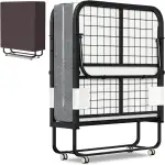 ISOSIL Klappbett 90x200cm Gästebett Klappbarer mit 13CM Schaumstoffmatratze Gästebett Klappbarer Metallbettrahmen Klappbett mit Rollen Klappbares Metallbett 200 kg Belastbarkeit Staubs