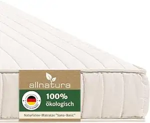allnatura Naturlatex-Matratze - 90x200 cm, Firm (H4), Höhe: 14 cm - 5-Zonen-Stüt