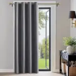 PONY DANCE Verdunkelungsvorhang Grau Türvorhang Blickdicht 1 Stück H 210 x B 132 cm Thermovorhang Hitzeschutz Tür Gardinen mit Ösen Vorhänge Wohnzimmer Blackout Curtain
