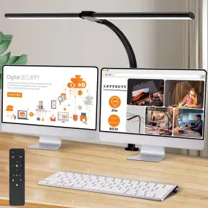 LOTTBUTY Doppelkopf Schreibtischlampe LED dimmbar,24W 80CM Homeoffice Tageslichtlampe Schreibtisc...