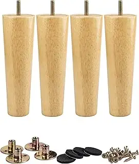 La Vane 4er Set Möbelfüße aus Massivholz - Konische Tischbeine Ersatz (Höhe: 15c