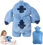Fluffy Wärmflasche Blau für Kinder - Plüsch Kuscheltier mit Herausnehmbarem Innenbehälter, weicher Handwärmer Warmhalten für Kinder, Familie und Freunde (Blau)