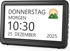 Roxicosly Digitaler Kalender, Elektronischer Tag Datum Wecker, Digital Uhr mit 20 Benutzerdefinierte Erinnerungen, 20 Wecker, 12 Themen, 10 Stufen Dimmer, 7 Zoll, Demenz Uhr für Senioren