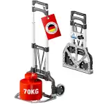 ATHLON TOOLS Aluminium Transportkarre klappbar TÜV geprüft – Langer Teleskopgriff 110 cm, Anti-Rutsch-Pads, Soft-Laufräder, inkl. 2 Expanderseile - Sackkarre klappbar Alu kompakt & leicht
