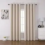 CUCRAF Vorhang Blickdicht Gardinen mit Ösen 2er Set H245 x B140 cm Verdunklungsvorhänge Beige Thermovorhang Kälteschutz, Weich und Langlebig Schallschutz Vorhang für Schlafzimmer Wohnzimmer