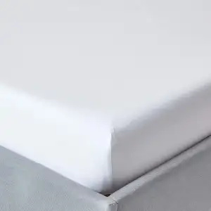 HOMESCAPES Perkal-Spannbettlaken weiß 160x200 cm, Bettlaken ägyptische Baumwolle, Betttuch mit Gummizug Fadendichte 200