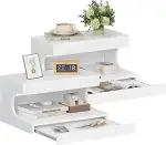 Hzuaneri Nachttisch Hängend 2er Set, Wandmontierter Regal-Nachttisch mit Schiebe-Tablett, Nachtkä...