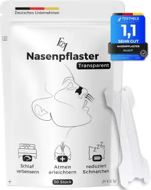 Ellicit Nasenpflaster Transparent, 30er Pack Premium Nasenstrips, gegen Schnarch