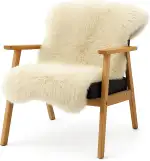 KARAT Lammfell echt - Ivory Flauschige Stuhlkissen Schaffell Deko Teppich für Wohzimmer & Kinderzimmer, Sitzauflage, Dekofell, mit Lederrücken 90x60 cm (Audrey)
