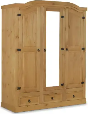Kleiderschrank Holz – Mexico Kleiderschrank mit 3 Schubladen – B157xH193xT57cm –