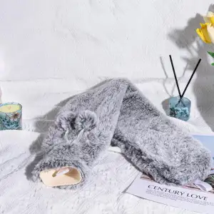 BOLEi Extra Lang Wärmflasche mit Bezug Flauschig,Auslaufsicher & Geruchlos,73cm Nackenwärmflasche Kann Zugebunden Werden,Geschenke für Männer Frauen(Lang-Grau)