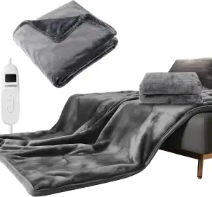 Steinborg® Heizdecke 180x130 cm mit Abschaltautomatik – Elektrische Kuscheldecke für Bett & Sofa, Wärmedecke mit 9 Heizstufen, maschinenwaschbar, weiche Wärmezudecke