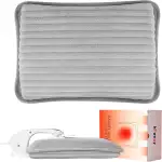 Wärmflasche Elektrisch,Tragbare Elektrische Wärmflasche Mit Weichem Bezug,Wohltuende Wärme an Rücken,Bauch, Nacken (Grau)