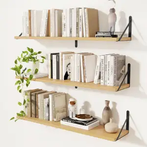 Feihorrm Wandregal 3er Set, Bücherregal Wand, Wandregal Holz, Schweberegal für W