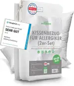 Welldora ǀ 2er-Set Milbenbezug Kissen 80x80 ǀ Allergiker Kissenbezug fachärztlich getestet ǀ Premium Encasing 80x80 cm gegen Milben & Bettwanzen ǀ Allergiker Bettwäsche