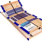 Stabiler Lattenrost 100% BUCHE - Kopf- und Fußteil verstellbar - SCHULTERFRÄSUNG, 7 Zonen, 44 Federleisten, Härte-Regulierung, Mittelgurt - Comfort 44® Vario - 100% fertig montiert (90x200cm)