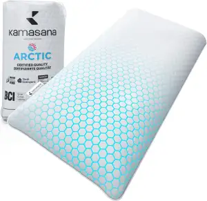 Nackenstützkissen 40 x 80 cm, Höhe 13 cm, Kühlendes Memory Foam Kopfkissen für Bauch- und Rückenschläfer, Orthopädisch, Ergonomisch, Atmungsaktiv, Hellblauer Bezug