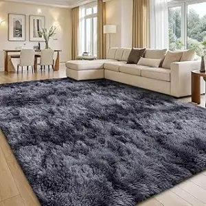 smiry Hochflor Teppich Wohnzimmer, Waschbar Anti-Rutsch Moderner Flauschiger Kus