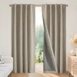 Joydeco 100% Blickdichte Vorhänge mit Schlaufen Verdeckten Leinenoptik 2 Stück, Thermovorhang Käl...