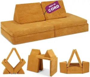 Linodino® Spielsofa Cord | Kindersofa aus Schaumstoff Bausteine - Spielsofa für 