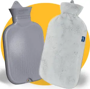 XXL Wärmflasche Groß 3,5 Liter mit Bezug - Nahtlose Ausführung - Weiches Fleece Wärmflaschenbezug - Wärmeflasche XL für Babys, Kinder und Erwachsene - Geschenk für Frauen Freundin (Grau)