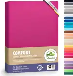 leevitex® Premium Spannbettlaken 90x200-100x220 cm - 40 cm Steg - auch für Boxspringbett & Wasserbett | 100% Mako-Jersey-Baumwolle | ÖKO-TEX | 170g/m² | Pink/Magenta