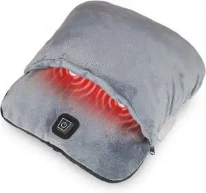 Elektrisch beheizter Fußwärmer mit Heiz-und Vibrationsmassage-Funktion,Elektrische Fußheizung,ultraweiches Flanell-Fleece,große,langlebige Anti-Rutsch-Sohle,für Männer und Frauen, lindert Schmerzen