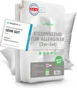Welldora ǀ 2er-Set Milbenbezug Kissen 40x80 ǀ Allergiker Kissenbezug fachärztlich getestet ǀ Premium Encasing gegen Milben & Bettwanzen ǀ Allergiker Bettwäsche