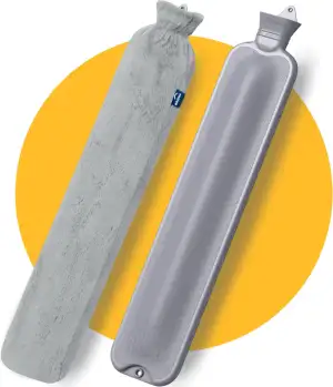 XXL Wärmflasche Lang & Groß 3,5 Liter mit Bezug - Nahtlose Ausführung - Flauschig Wärmflaschenbezug - Lange Wärmeflasche XL für Babys, Kinder und Erwachsene - Geschenk für Frauen Freundin (Grau)