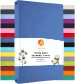 Heim24h Spannbettlaken 60x120cm bis 15 cm, Royalblau, 100% Baumwolle Bettlaken, Öko Tex Zertifiziert Jersey Spannbetttuch