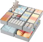 DIMJ 12er Schubladen Ordnungssystem Schubladen Organizer, Faltbare Aufbewahrungsbox Stoff, Unterwäsche Organizer, Organizer Kleiderschrank für Kleidung, BHS, Socken, Krawatten