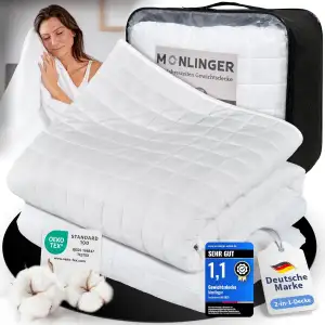 2-in-1 Gewichtsdecke 155x220 cm 7kg Zusammenknöpfen von Schwerer Decke + Sommerd