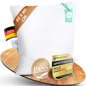 BEFA NATUR Daunenkissen 80x80 cm | 3-Kammer Kopfkissen | 90% Daunen & 10% Federk