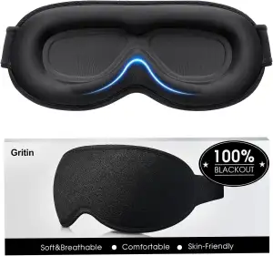 Gritin 3D Schlafmaske für Seitenschläfer, Upgrade Atmungsaktive Schlafbrille mit