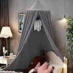 Ginkago Baldachin Kinderzimmer Baby Betthimmel Riesig Betthimmel Kinder Himmelbett Vorhänge Prinzessin Baldachin für Spiel Lesen Schlafzimmer Ankleidezimmer (Grau)