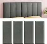 Wandpaneele Gepolsterte, 4 Stück 40x20cm Polsterplatte Selbstklebend,Deko-Wandpaneele Wandkissen Wandpolster Wanddekoration für Schlafzimmer, Kinderzimmer, Büro, Diele (Dunkelgrau)