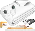 KESSER® Doppel-Wärmeunterbett 160x140cm mit Abschaltautomatik 2 Temperaturzonen Fernbedienung | Heizdecke mit 3 Temperaturstufen | Wärmebettunterlage fürs Bett | Wärmedecke aus weichem Vlies Weiß