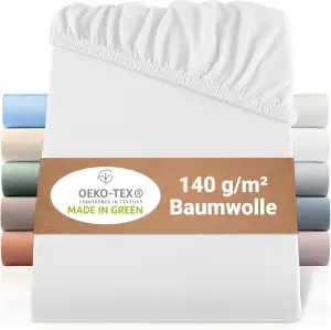 BaSaTex Doppelpack Bio Jersey Kinder Spannbettlaken 100% GOTS Zertifizierte Baum