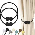 Hion Magnetische Vorhang Raffhalter Schwarz 2 Stück, Vorhang Raffhalter Schnallen Holdbacks Halte...