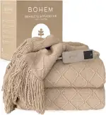 Groenland BOHEM Sofa Heizdecke 180 x 130 cm – Wärmedecke mit 9 Heizstufen & Auto-off-Timer bis 9 h – Elektrische Heizdecke mit Abschaltautomatik – Beheizte Decke für Bett, maschinenwaschbar Taupe