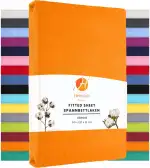 Heim24h Spannbettlaken 60x120cm bis 15 cm, Orange, 100% Baumwolle Bettlaken, Öko Tex Zertifiziert Jersey Spannbetttuch