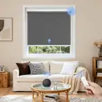 Grandekor Elektrische Rollos mit Lithiumbatterie,Elektrisches Verdunklungsrollo mit Motor & Fernbedingung, Dunkelgrau B45 x H150 cm(Stoffbreite 42 cm) Rollo ohne Bohren Fensterrollo Innen Smart Rollo