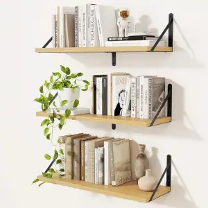 Feihorrm Wandregal 3er Set, Bücherregal Wand, Wandregal Holz, Schweberegal für W