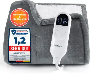 BEDSURE Heizdecke Wärmedecke Elektrische Kuscheldecke - Geschenke für Frauen - mit Abschaltautomatik, 6 Heizstufen & 10 Stunden Timer - bis zu 8 Stunden Überhitzungsschutz für Home & Office, Grau