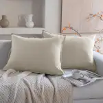 CHUFFED Kissenbezug 40x80 2er Set 100% Stonewashed Leinen Kissenbezüge Bettwäsche Kopfkissenbezug 40x80 Hypoallergen & Atmungsaktiv Kissenhülle mit Reißverschluss Natur Leinen