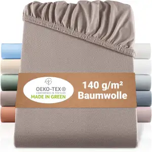 BaSaTex Bio Jersey Spannbettlaken 90x200 cm - Spannbetttuch aus 100% Bio Baumwol