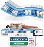 AM Qualitätsmatratzen Premium Taschenfederkernmatratze 90x200cm H3 24cm - Made in Germany & Oeko ...